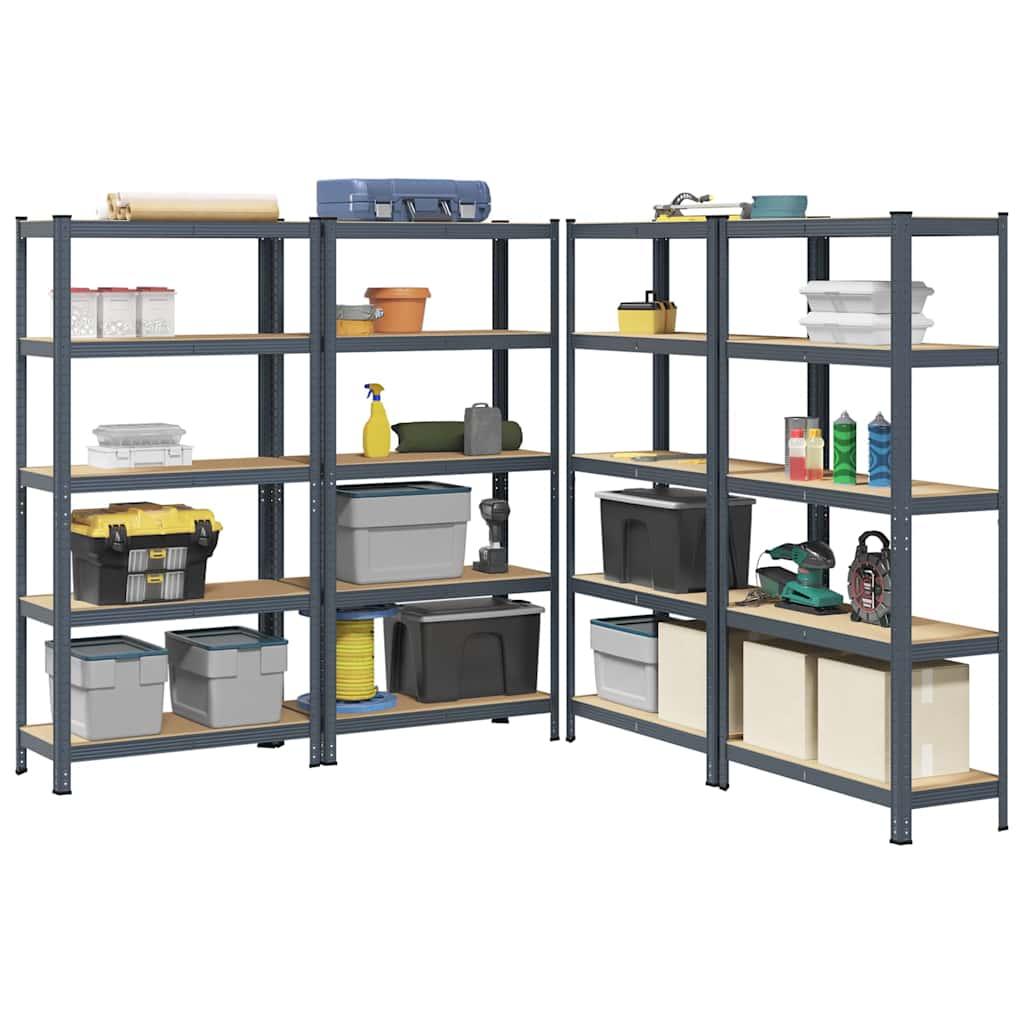 5-Layer Storage Shelves 4 pcs Anthracite Steel&amp;Engineered Wood
