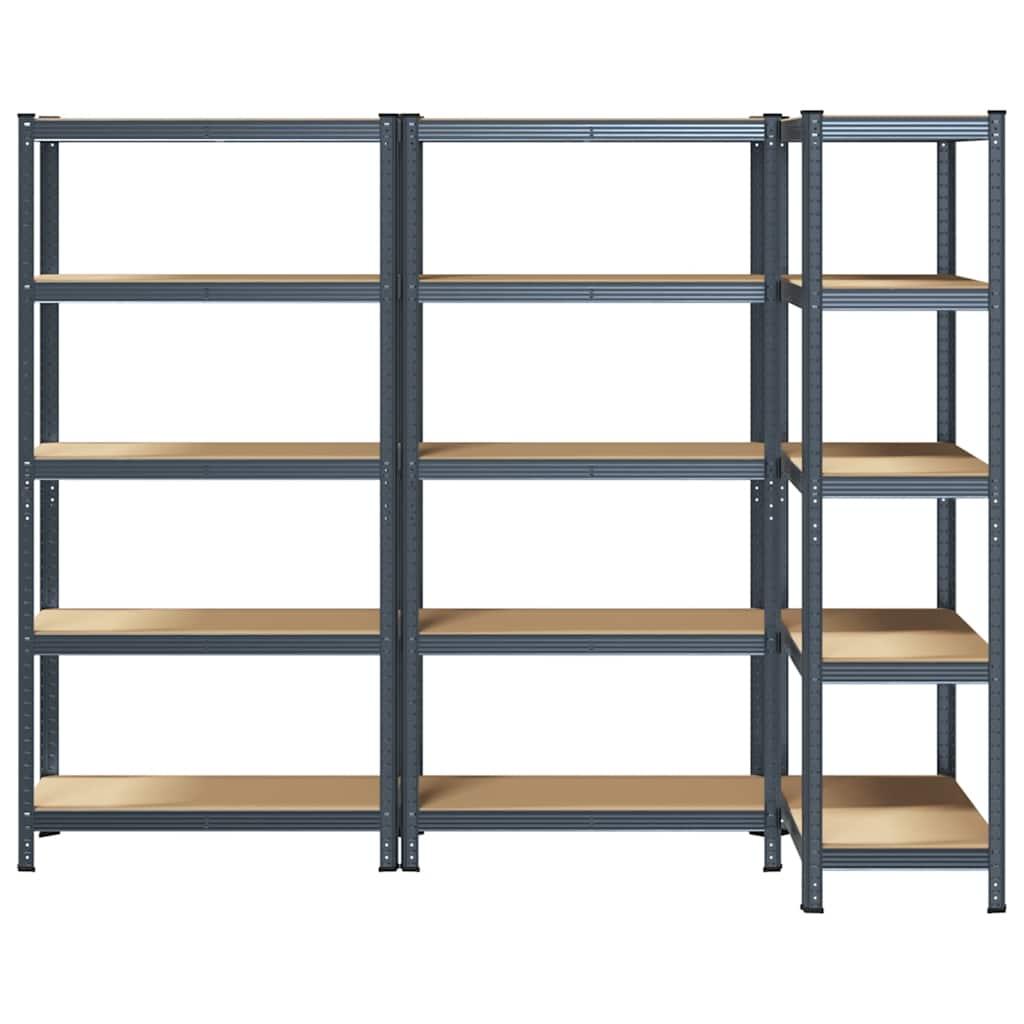 5-Layer Heavy-duty Shelves 3 pcs Anthracite Steel&Engineered Wood