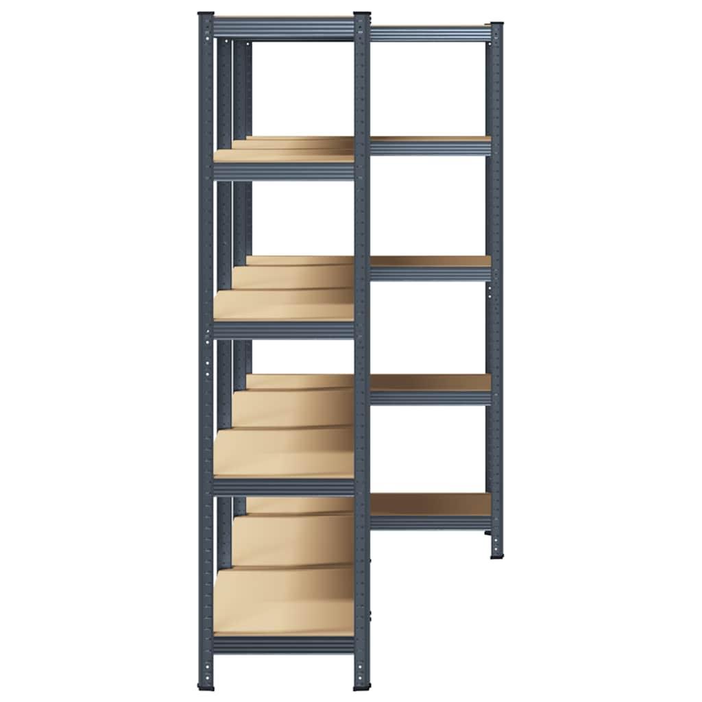 5-Layer Heavy-duty Shelves 3 pcs Anthracite Steel&Engineered Wood