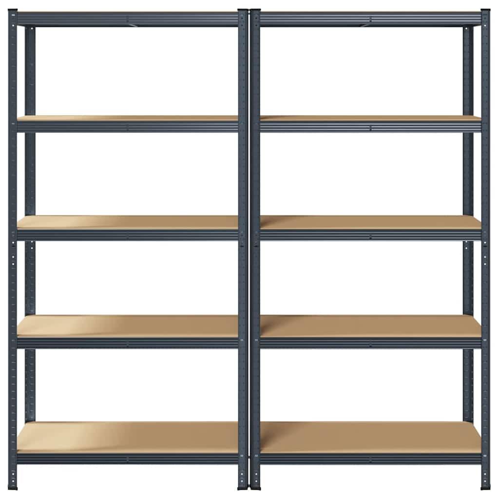 5-Layer Storage Shelves 2 pcs Anthracite Steel&Engineered Wood