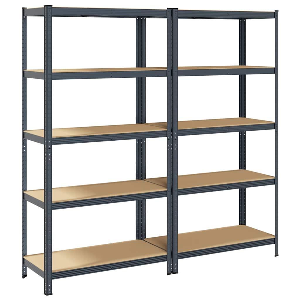 5-Layer Storage Shelves 2 pcs Anthracite Steel&Engineered Wood