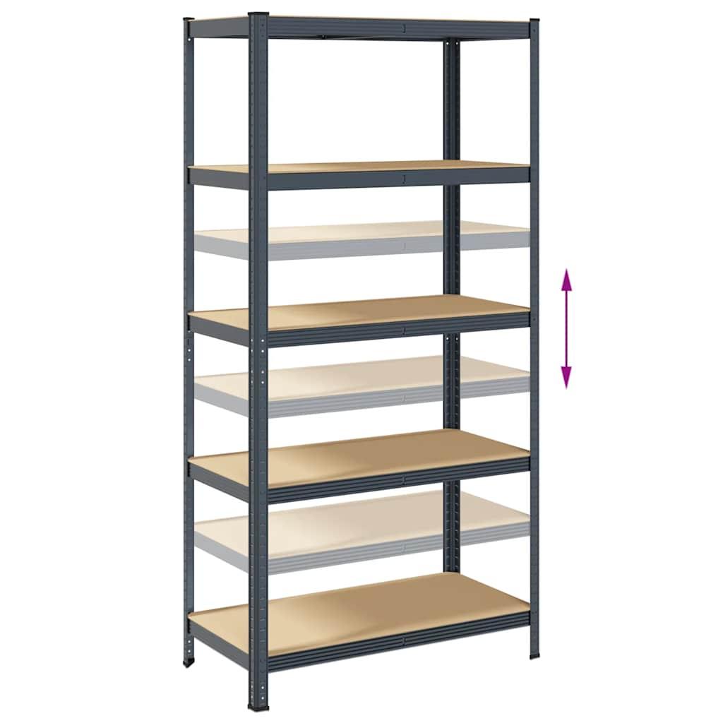 5-Layer Storage Shelves 2 pcs Anthracite Steel&Engineered Wood