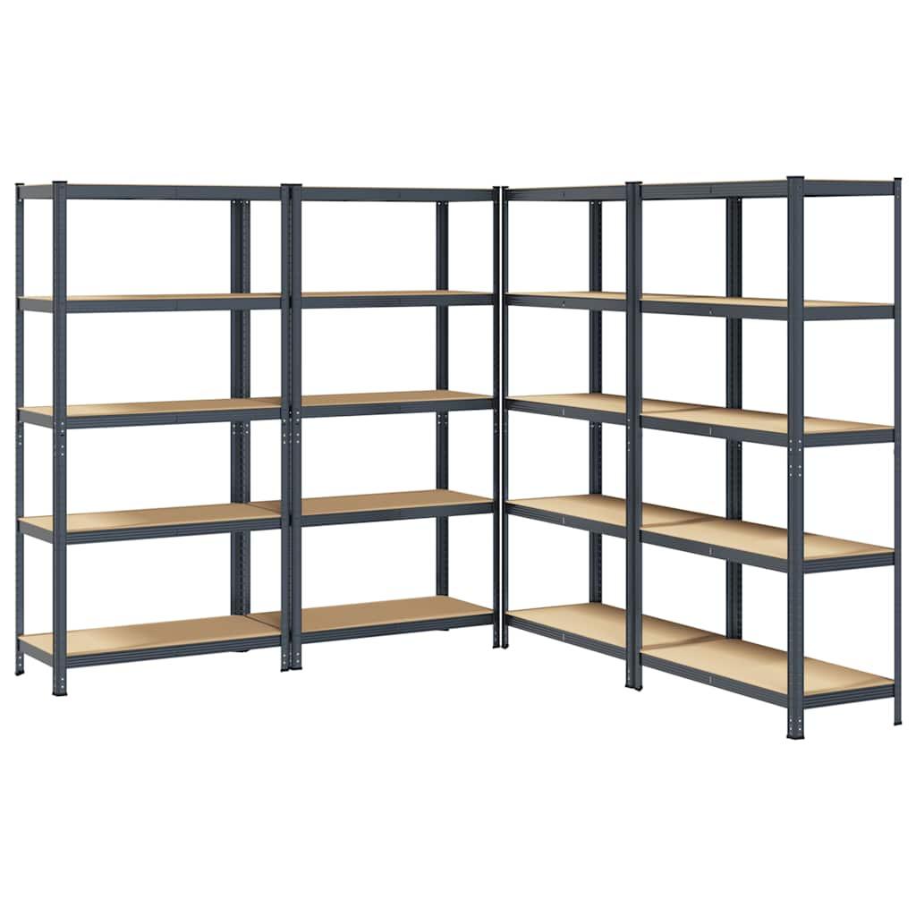 5-Layer Storage Shelves 4 pcs Anthracite Steel&Engineered Wood