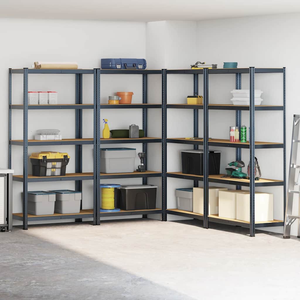 5-Layer Storage Shelves 4 pcs Anthracite Steel&Engineered Wood