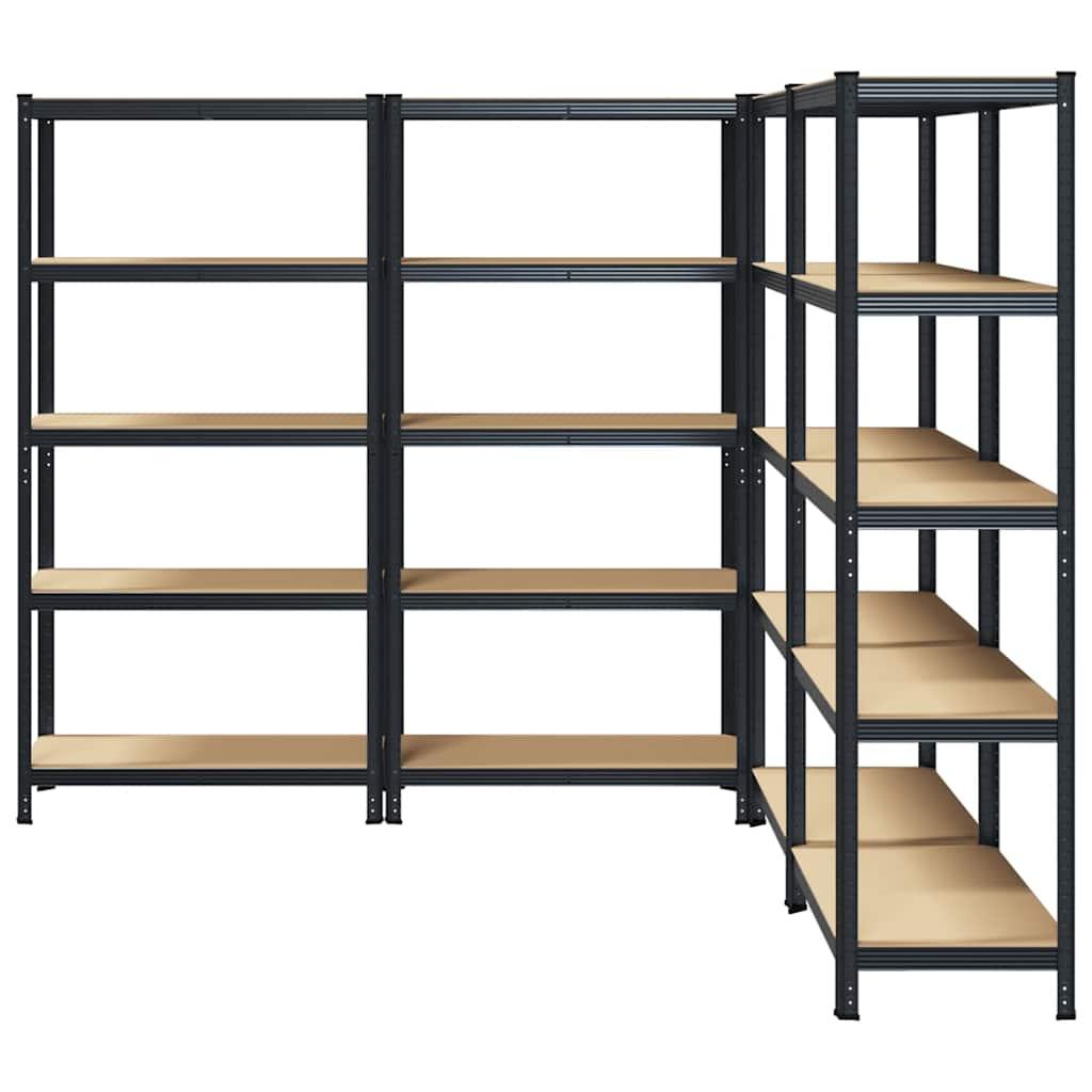 5-Layer Storage Shelves 4 pcs Anthracite Steel&Engineered Wood