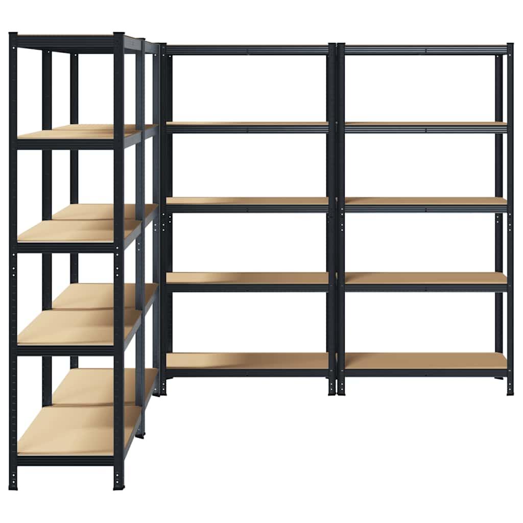 5-Layer Storage Shelves 4 pcs Anthracite Steel&Engineered Wood