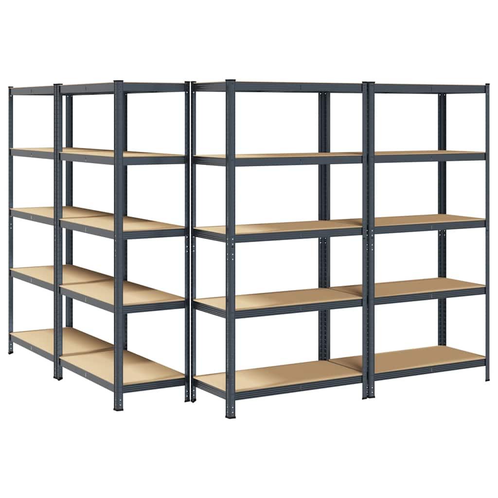 5-Layer Storage Shelves 4 pcs Anthracite Steel&Engineered Wood