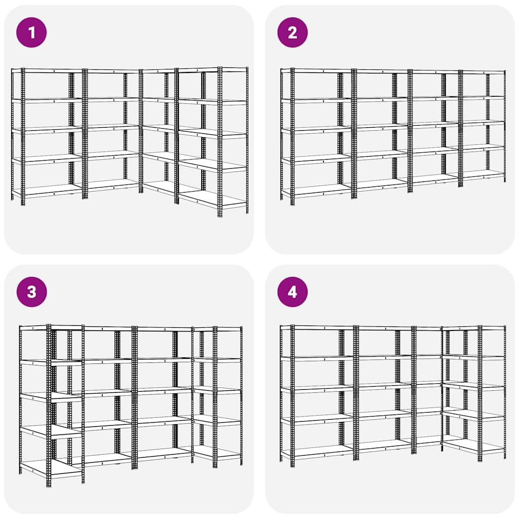 5-Layer Storage Shelves 4 pcs Anthracite Steel&Engineered Wood