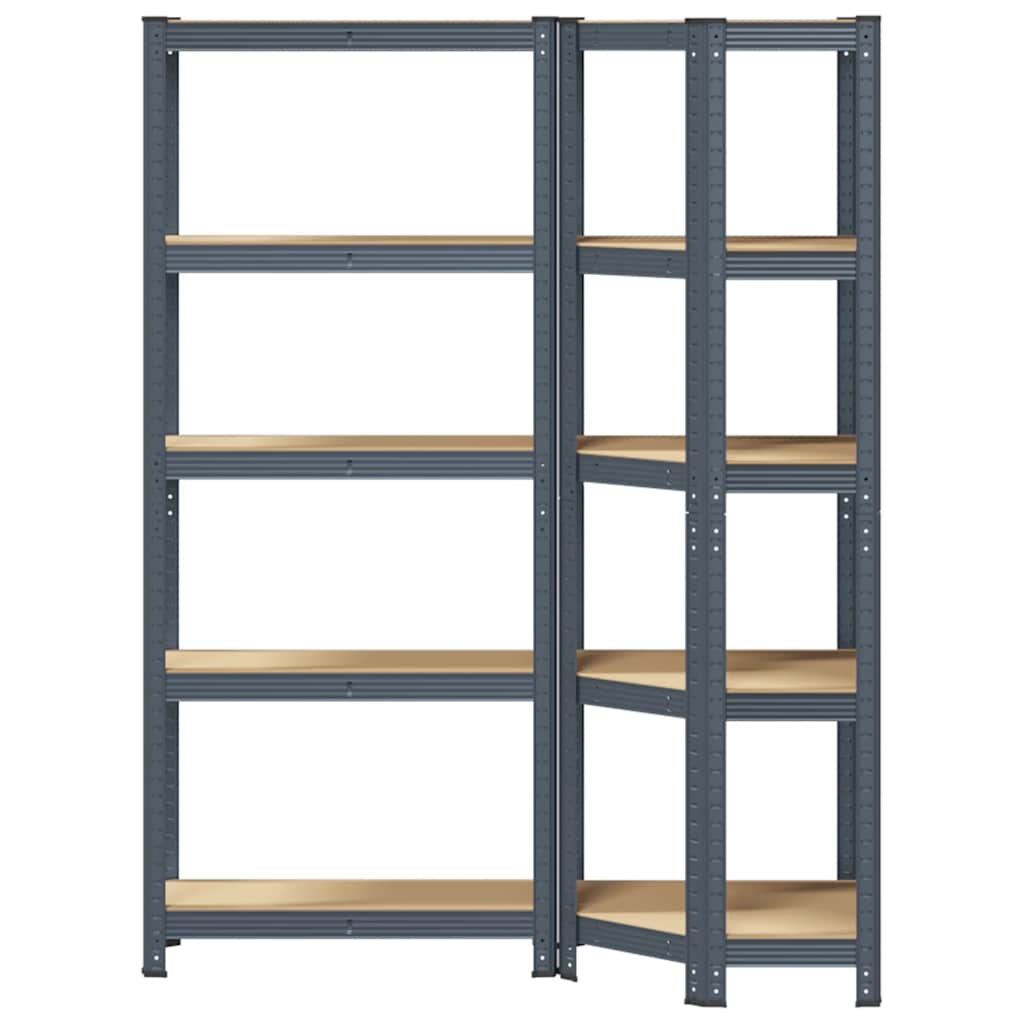 2 Piece 5-Layer Shelves Set Anthracite Steel&Engineered Wood