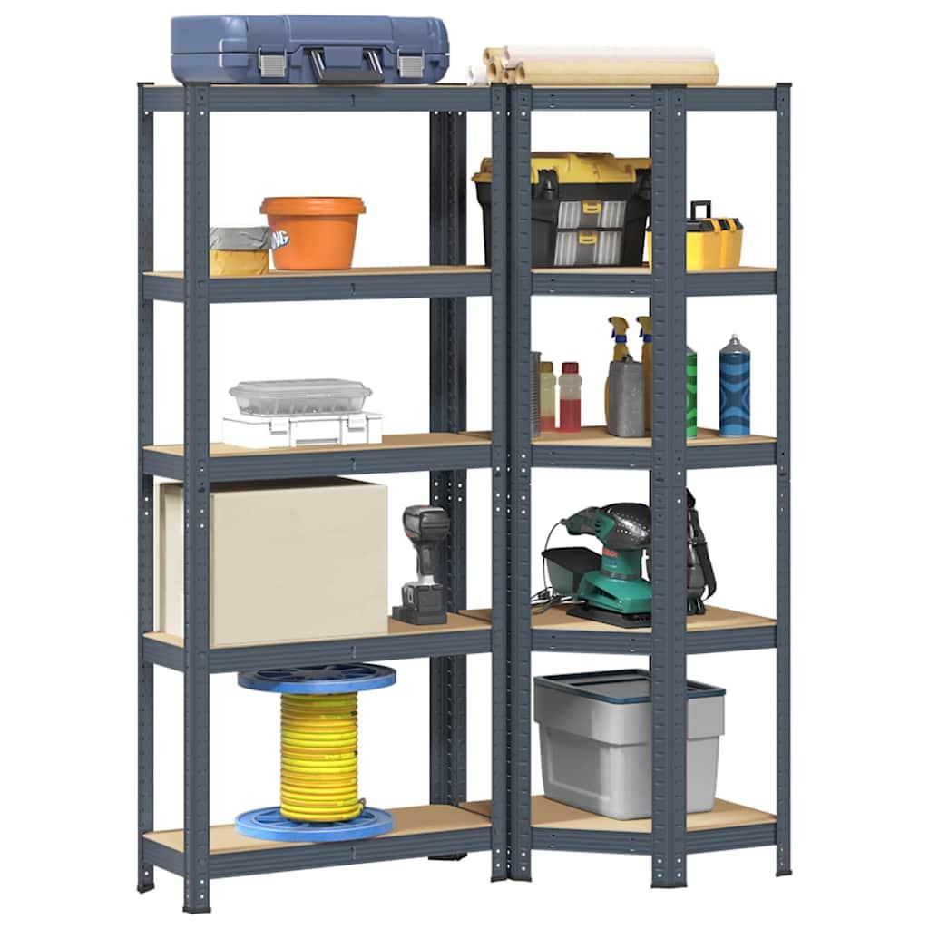 2 Piece 5-Layer Shelves Set Anthracite Steel&amp;Engineered Wood