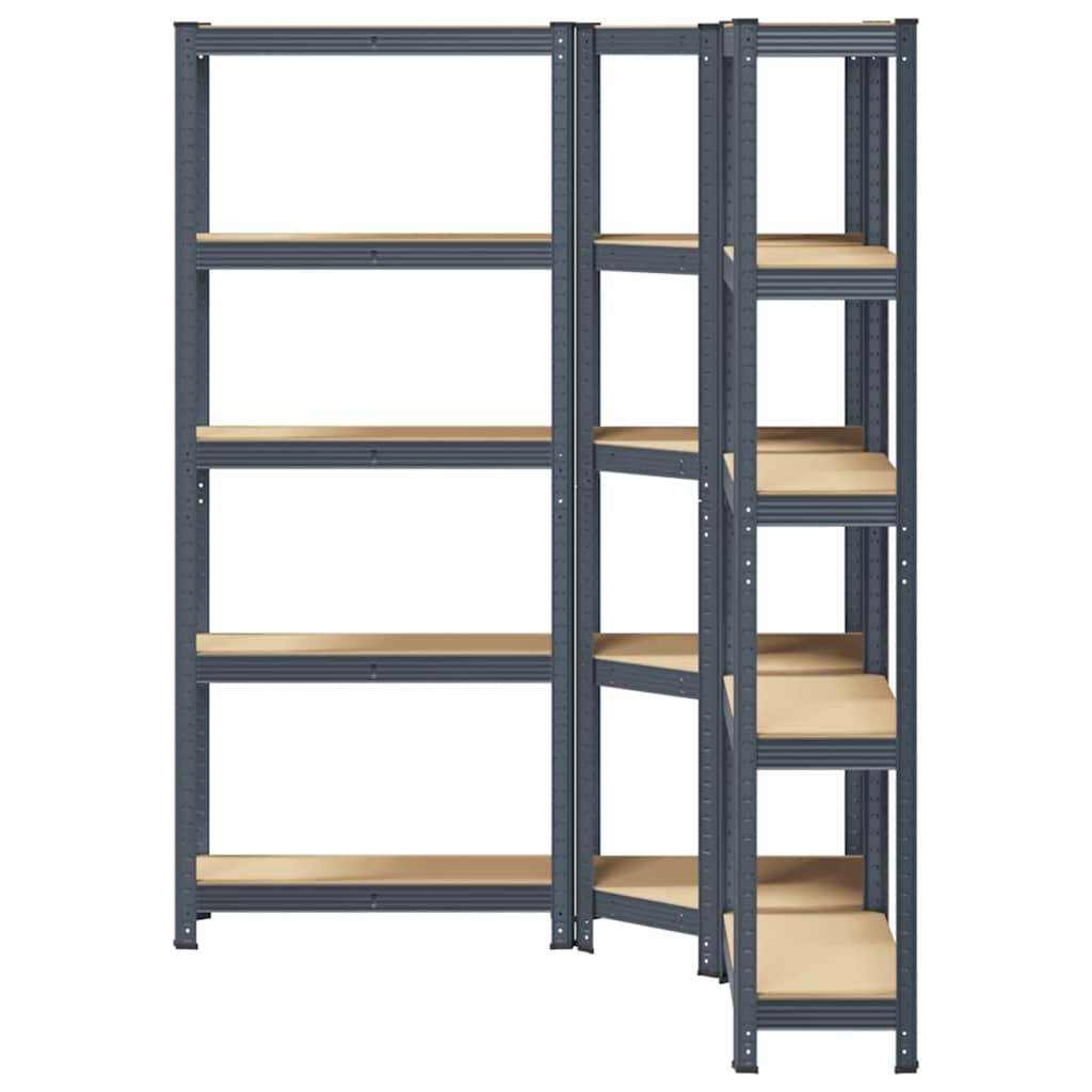 3 Piece 5-Layer Shelves Set Anthracite Steel&Engineered Wood