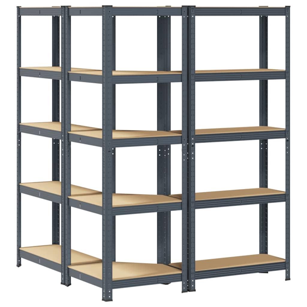 3 Piece 5-Layer Shelves Set Anthracite Steel&Engineered Wood