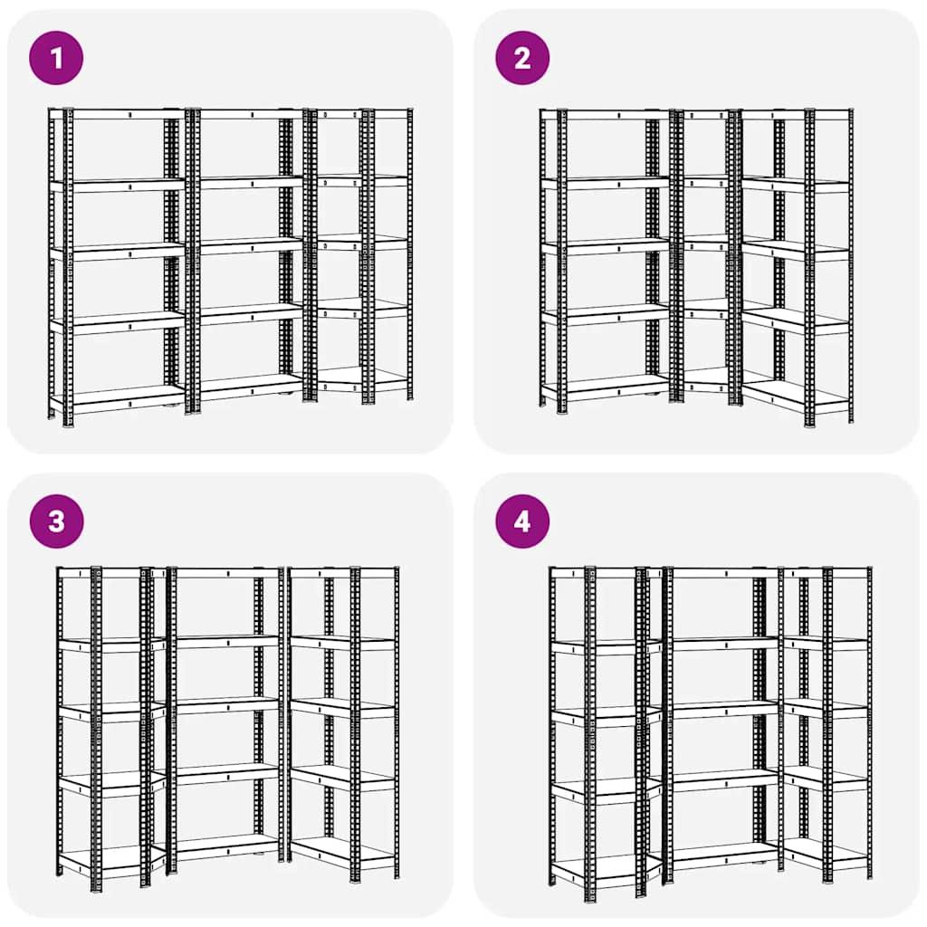 3 Piece 5-Layer Shelves Set Anthracite Steel&Engineered Wood