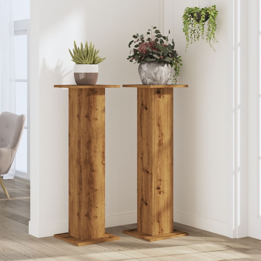Plant Stands 2 pcs Artisian Oak 30x30x95 cm Engineered Wood