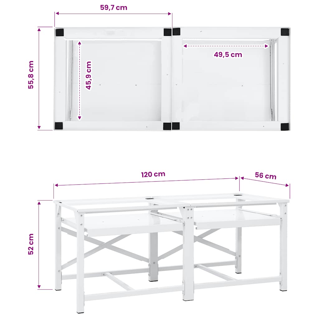 Double Washing Machine Pedestal with Pull-Out Shelves White