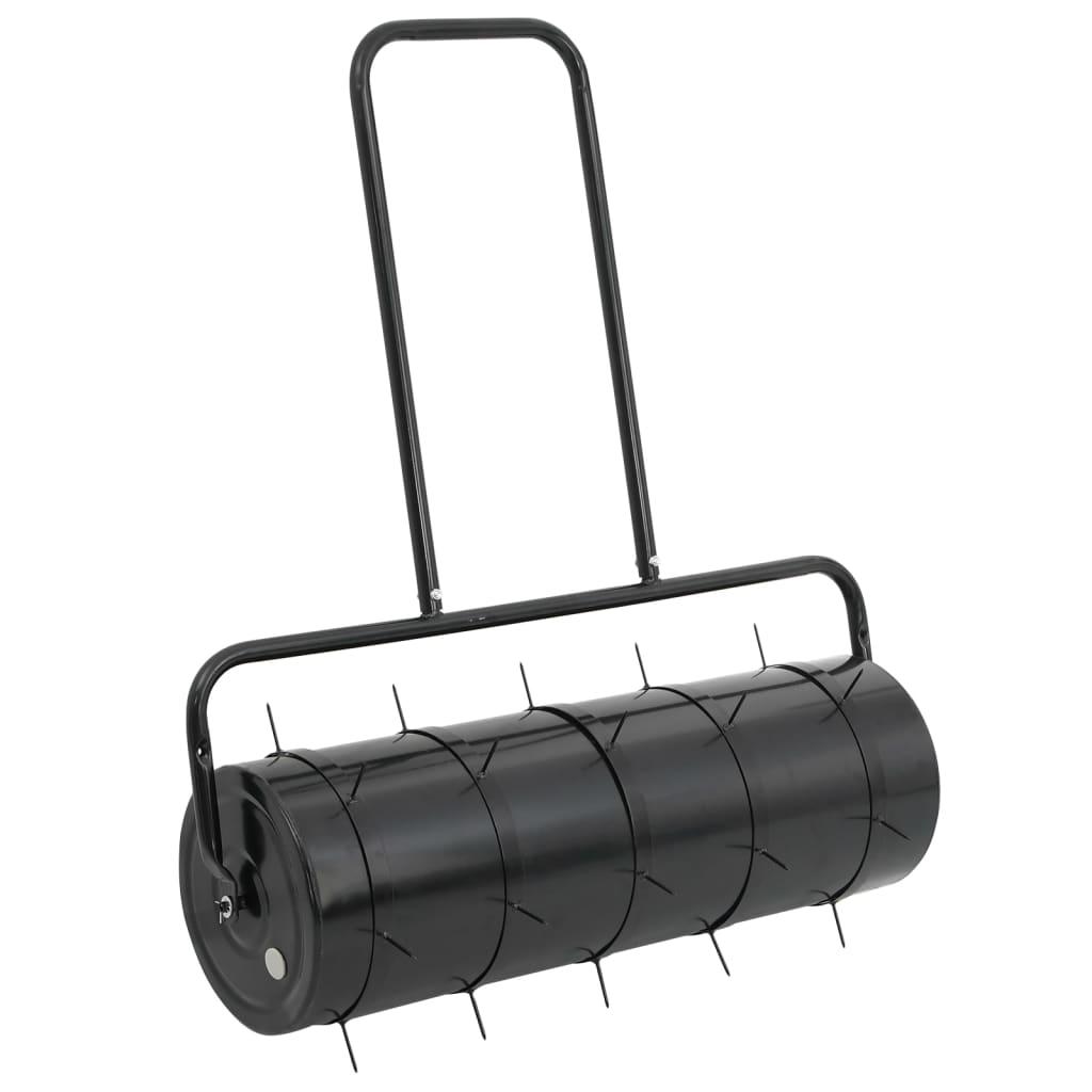 Garden Lawn Roller Pull with Aerator Clamps Black 63 L Iron and Steel