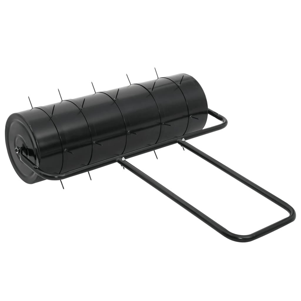 Garden Lawn Roller Pull with Aerator Clamps Black 63 L Iron and Steel
