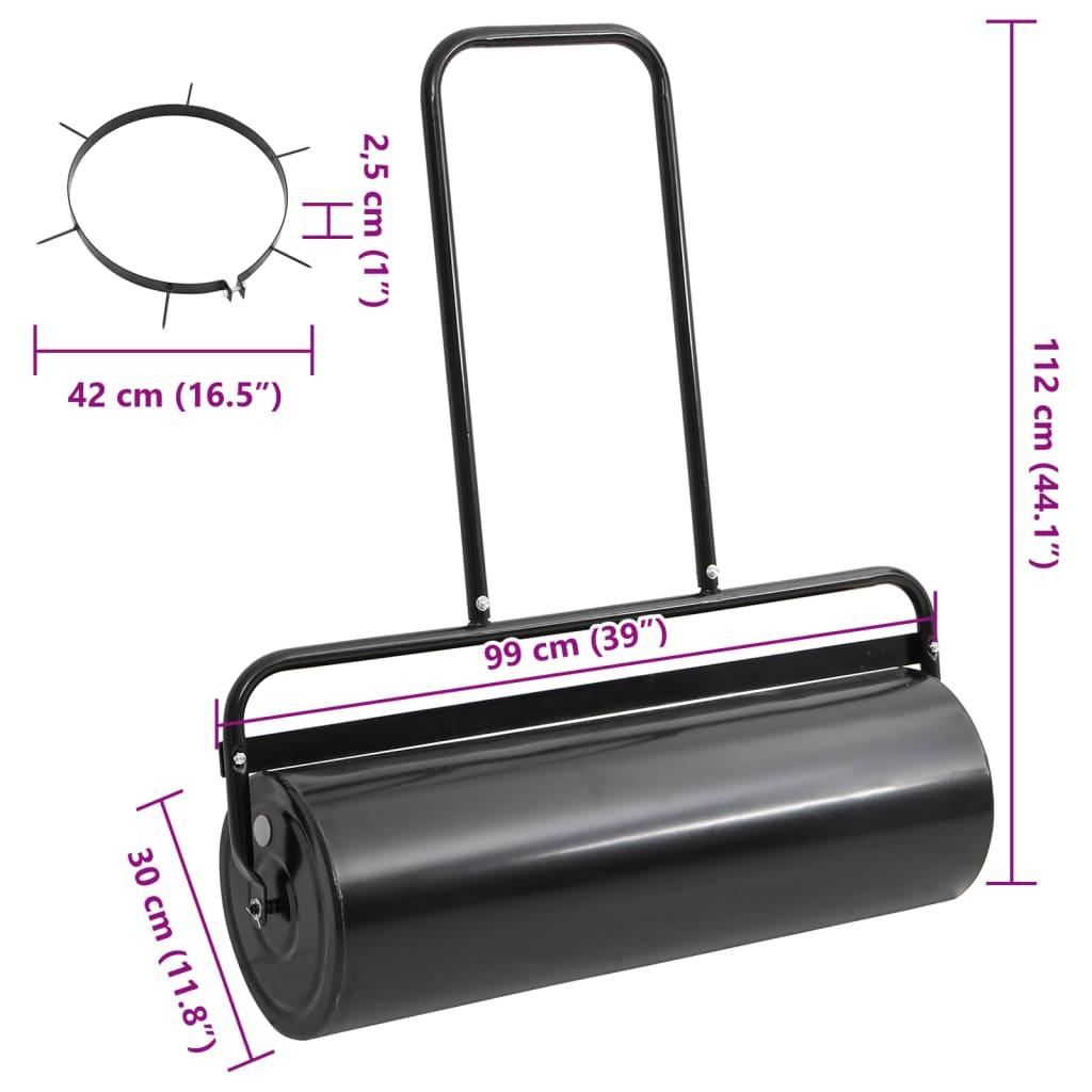 Garden Lawn Roller Pull with Aerator Clamps Black 63 L Iron and Steel