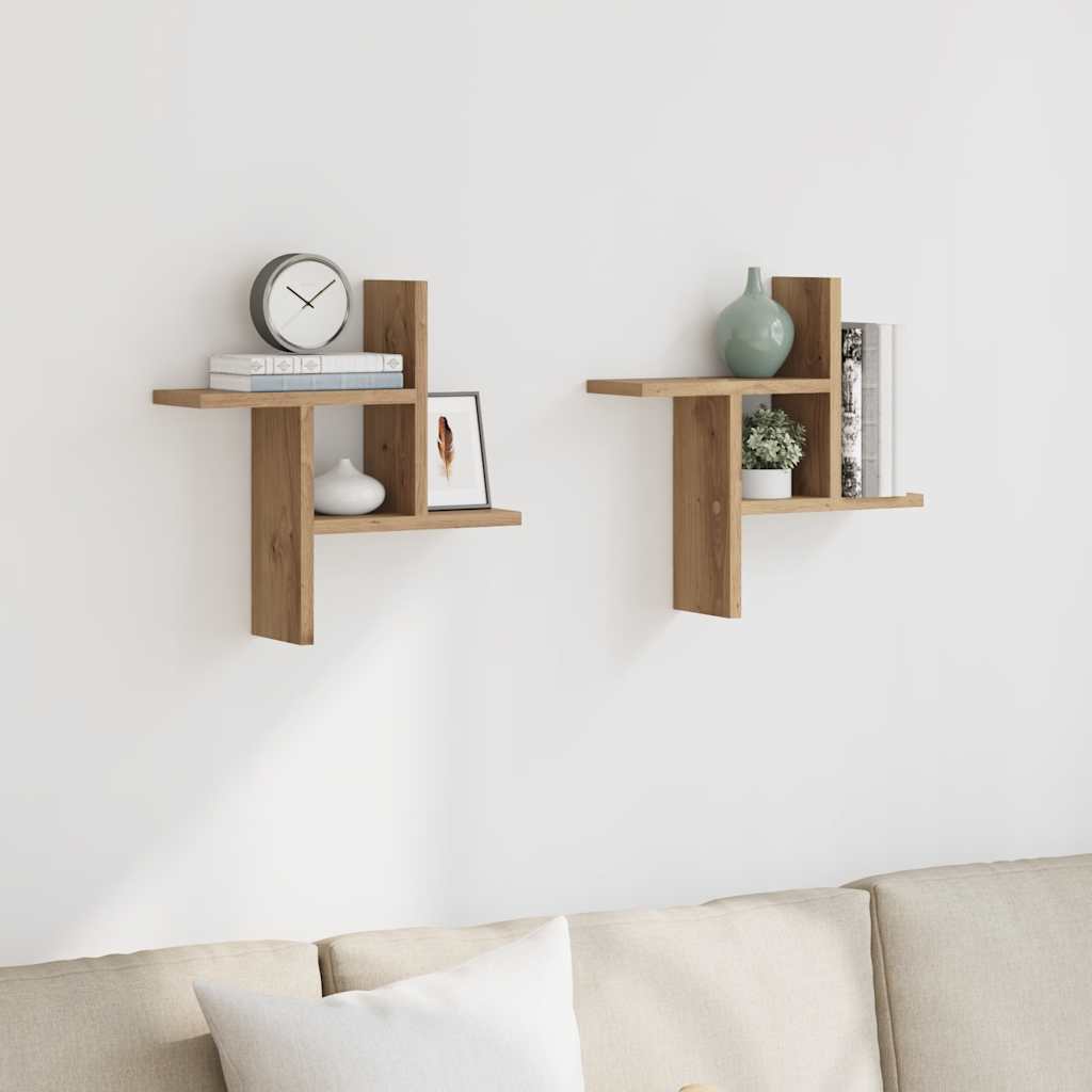 Wall Shelves 2 pcs Artisian Oak 38x12x38 cm Engineered Wood