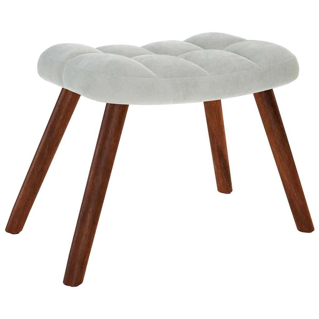 Relaxing Chair with Stool Light Grey Velvet