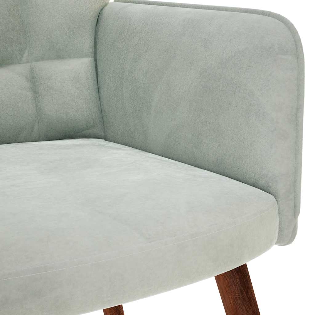Relaxing Chair with Stool Light Grey Velvet