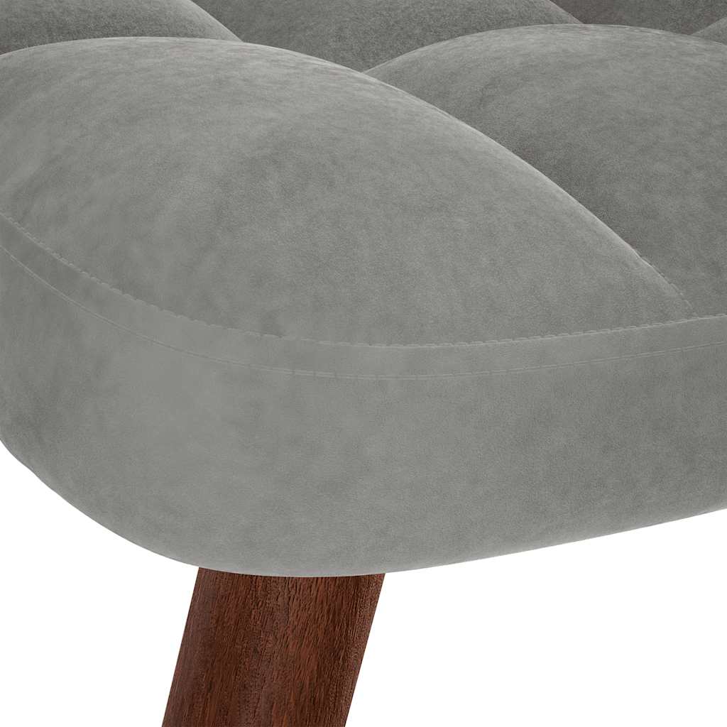 Relaxing Chair with Stool Light Grey Velvet