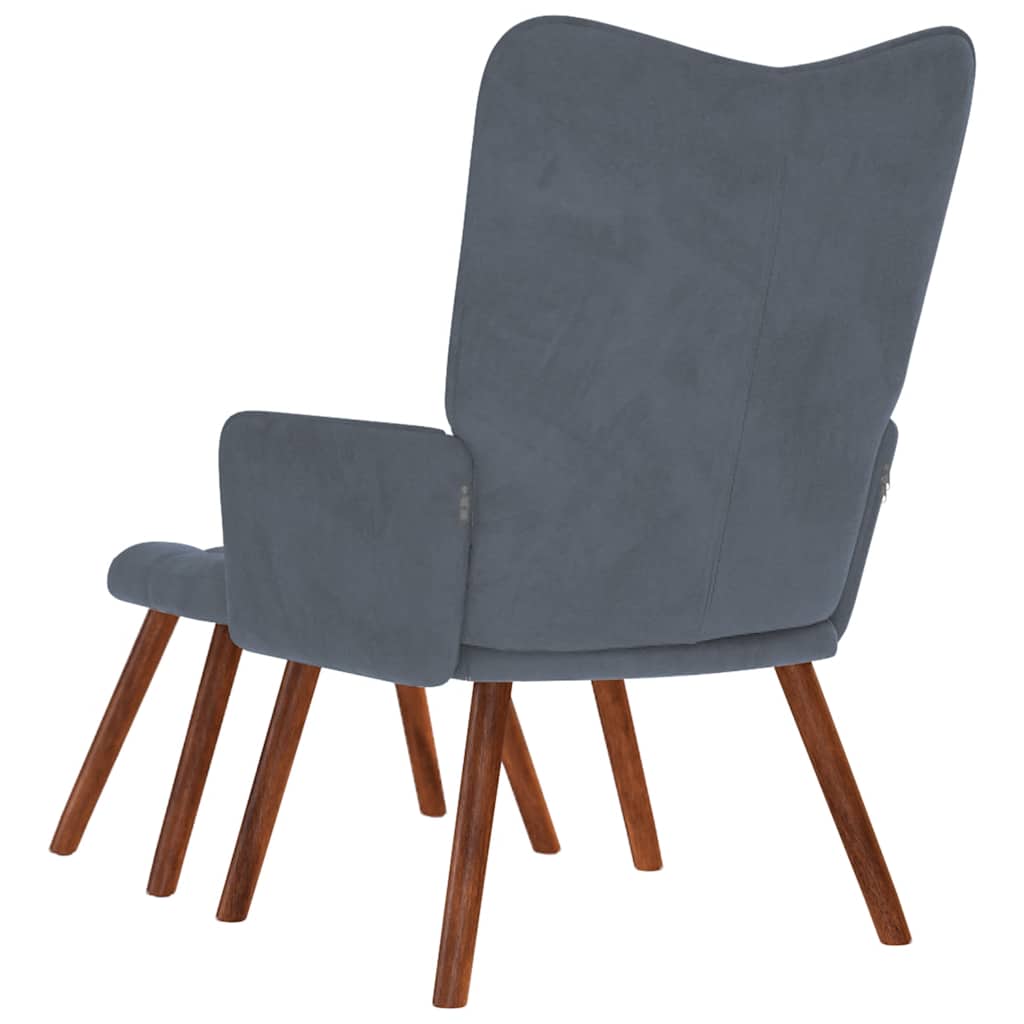 Relaxing Chair with Stool Dark Grey Velvet
