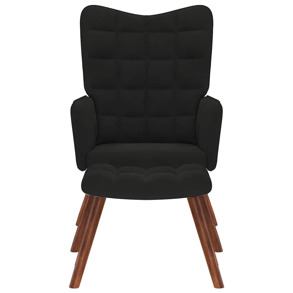 Relaxing Chair with Stool Black Velvet