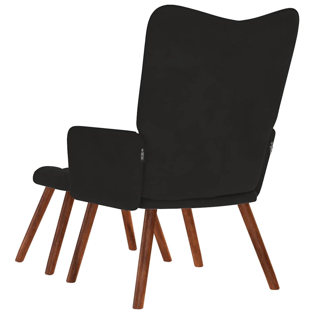 Relaxing Chair with Stool Black Velvet