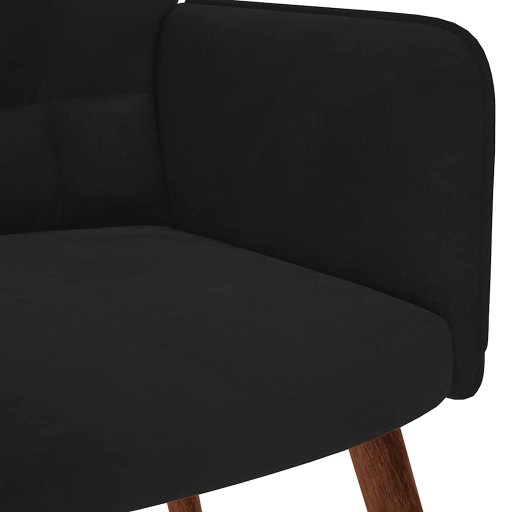 Relaxing Chair with Stool Black Velvet