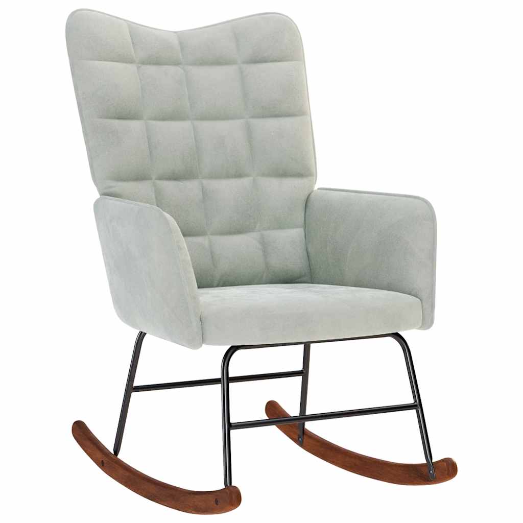 Rocking Chair with Stool Light Grey Velvet