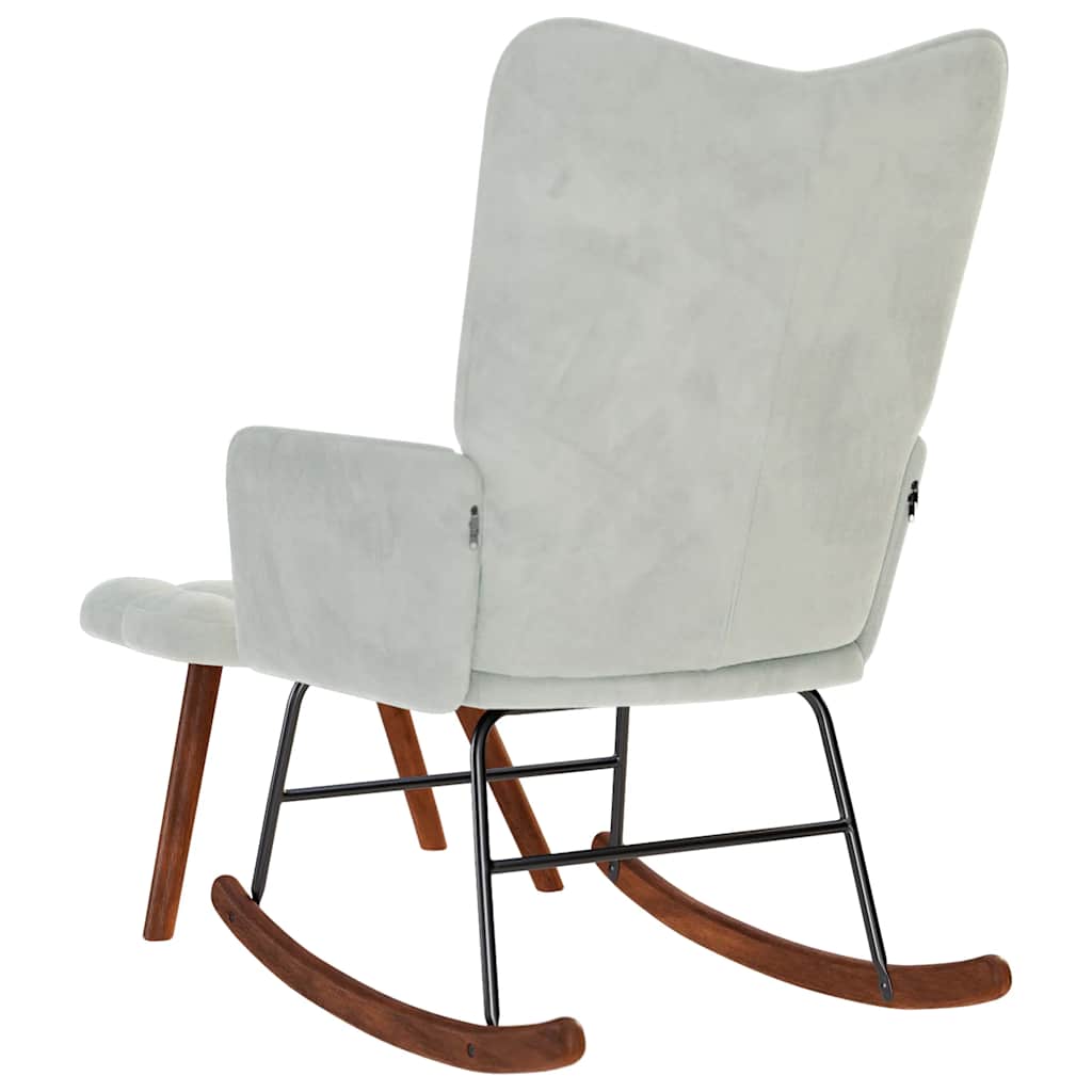 Rocking Chair with Stool Light Grey Velvet