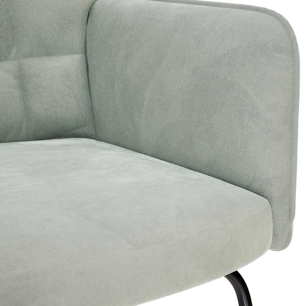 Rocking Chair with Stool Light Grey Velvet