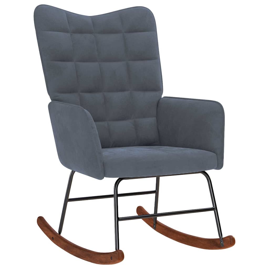 Rocking Chair with Stool Dark Grey Velvet
