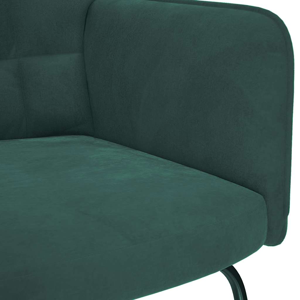 Rocking Chair with Stool Dark Green Velvet