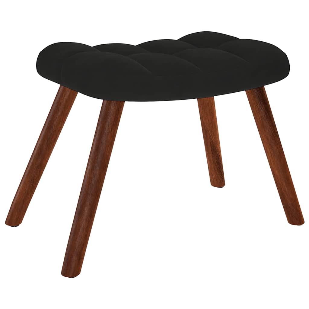 Rocking Chair with Stool Black Velvet