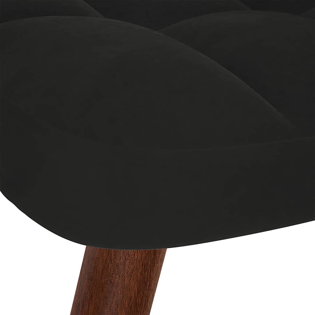 Rocking Chair with Stool Black Velvet