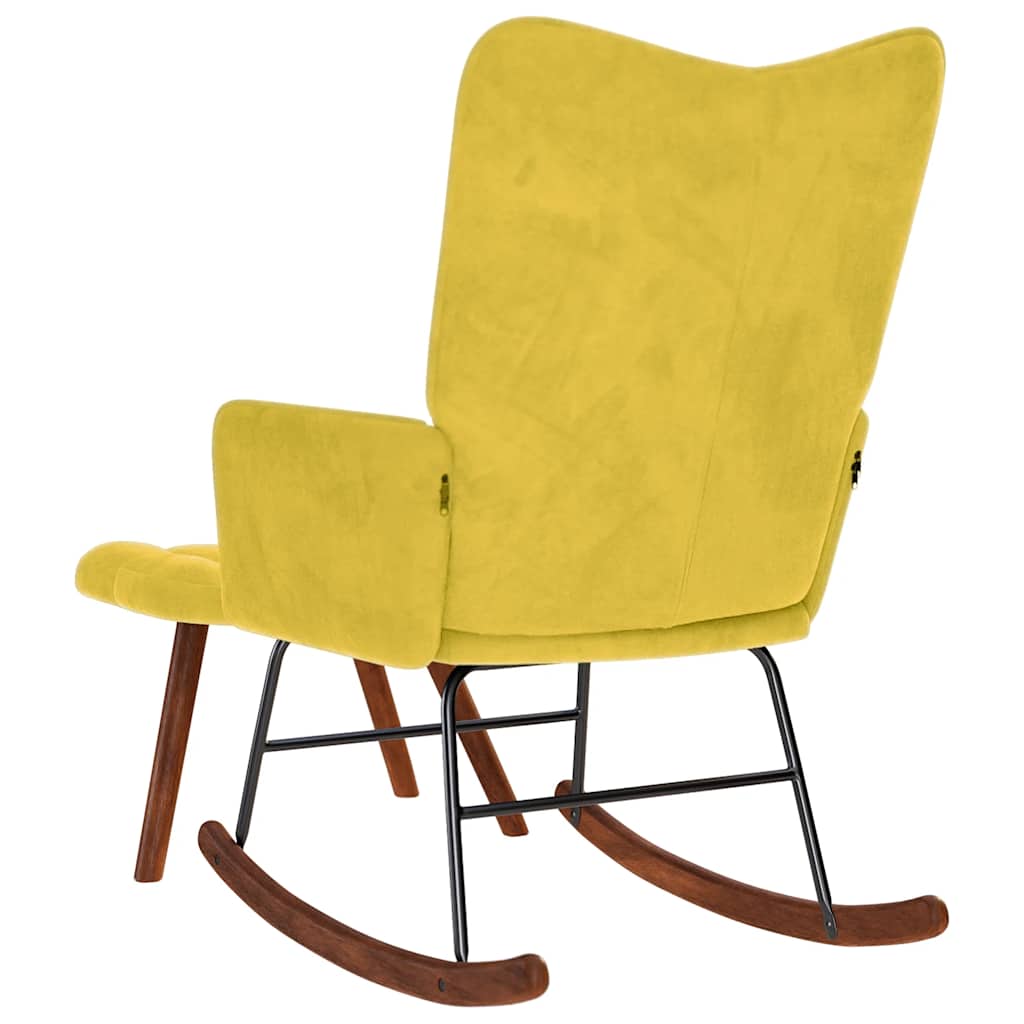 Rocking Chair with Stool Yellow Velvet