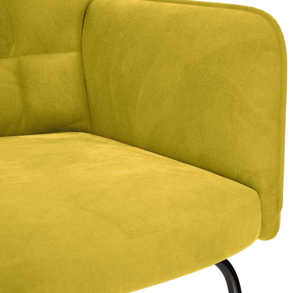 Rocking Chair with Stool Yellow Velvet