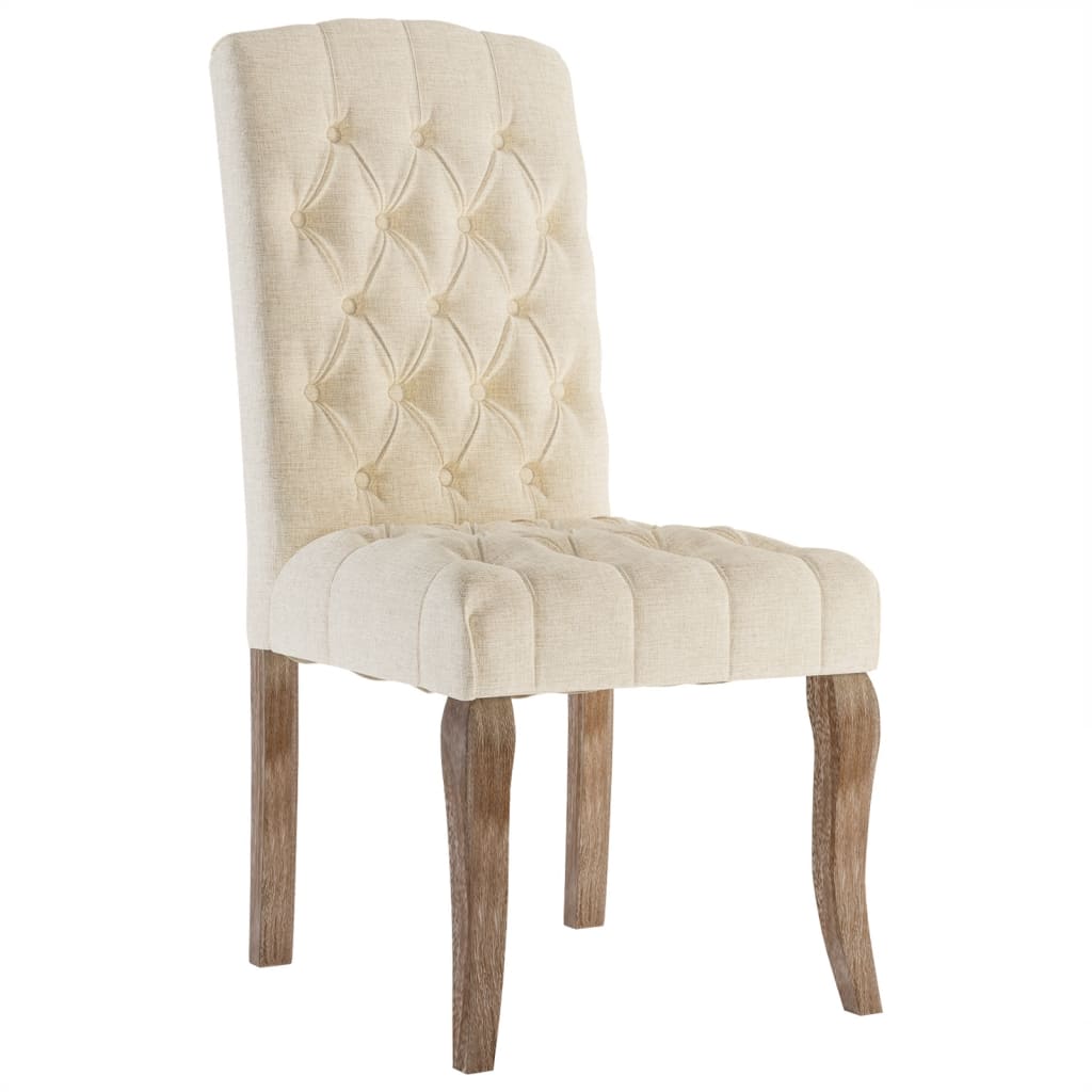 Dining Chairs 4 pcs Beige Linen-Look Fabric