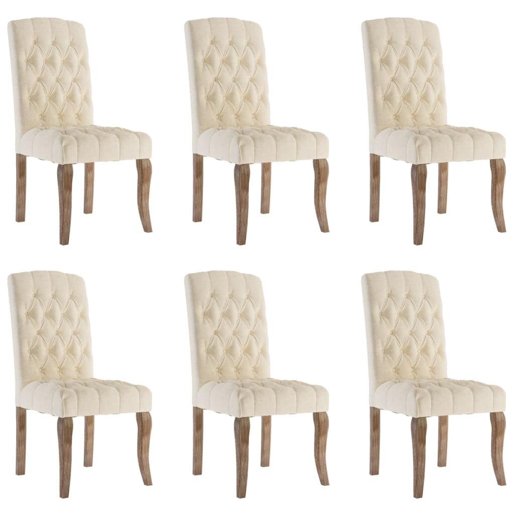 Dining Chairs 6 pcs Beige Linen-Look Fabric