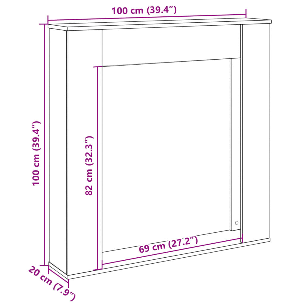 Fireplace Surround White 100x20x100 cm Engineered Wood