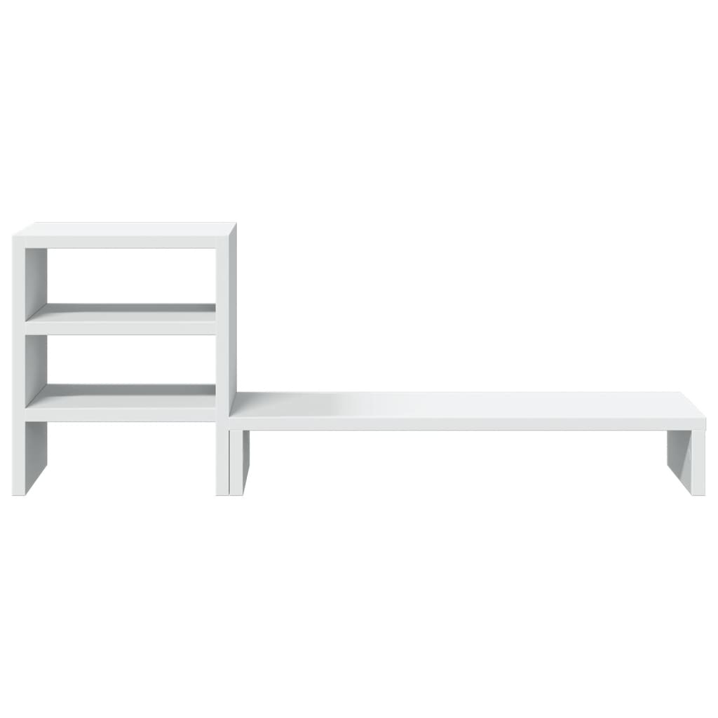 Monitor Stand with Desk Organiser White Engineered Wood