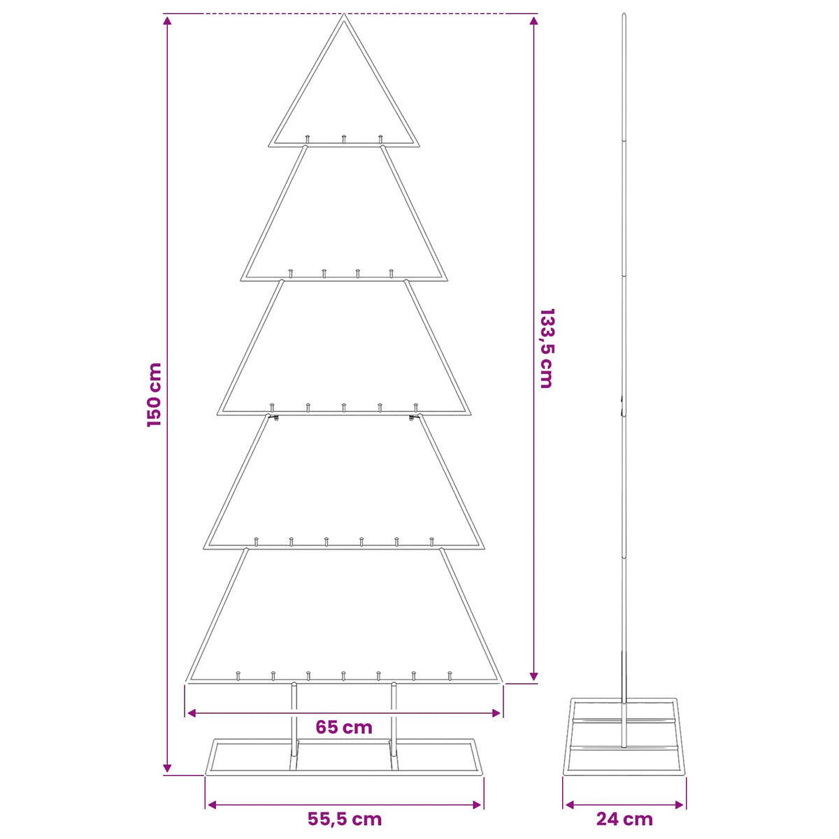Metal Christmas Tree for Decoration Black 150 cm