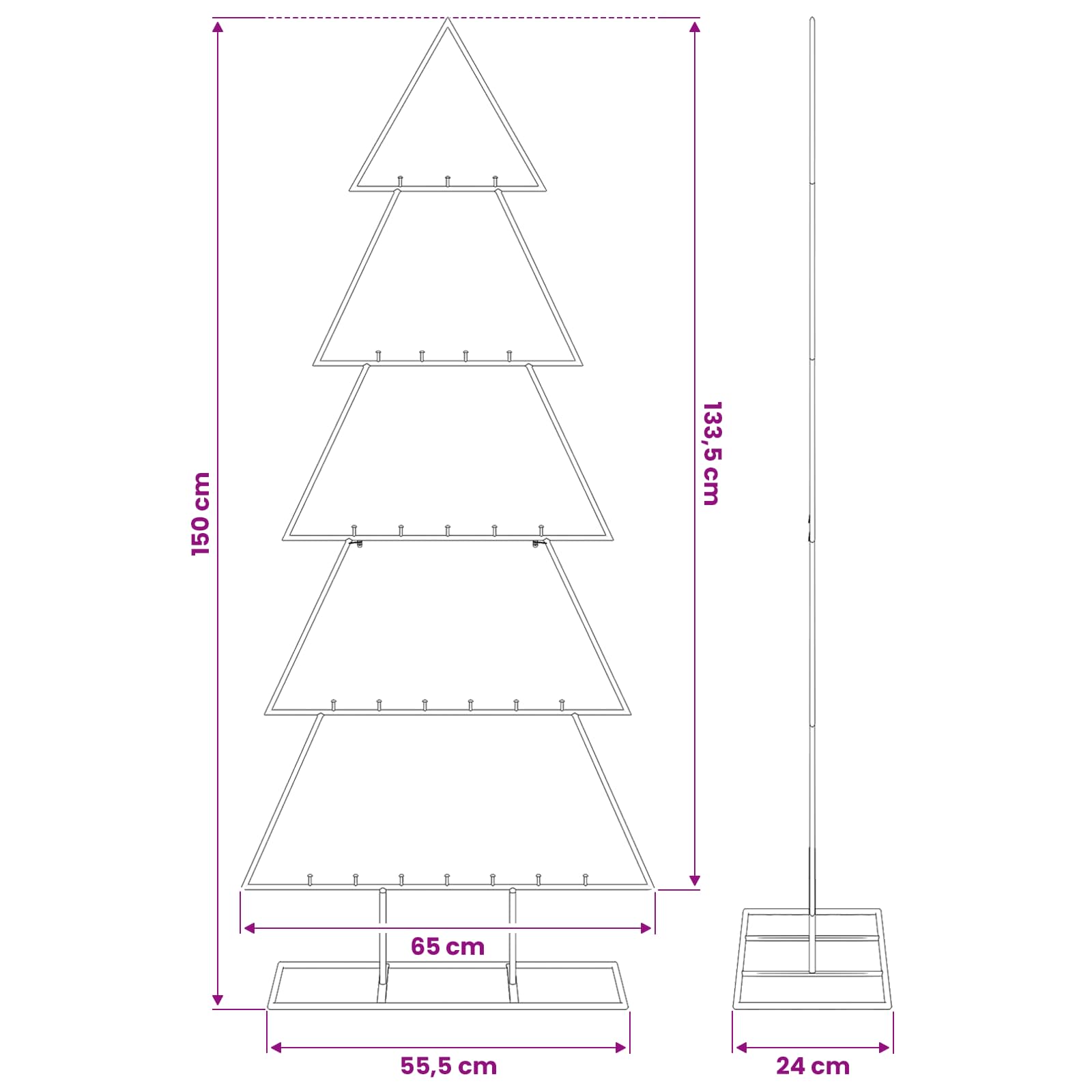 Metal Christmas Tree for Decoration Black 150 cm