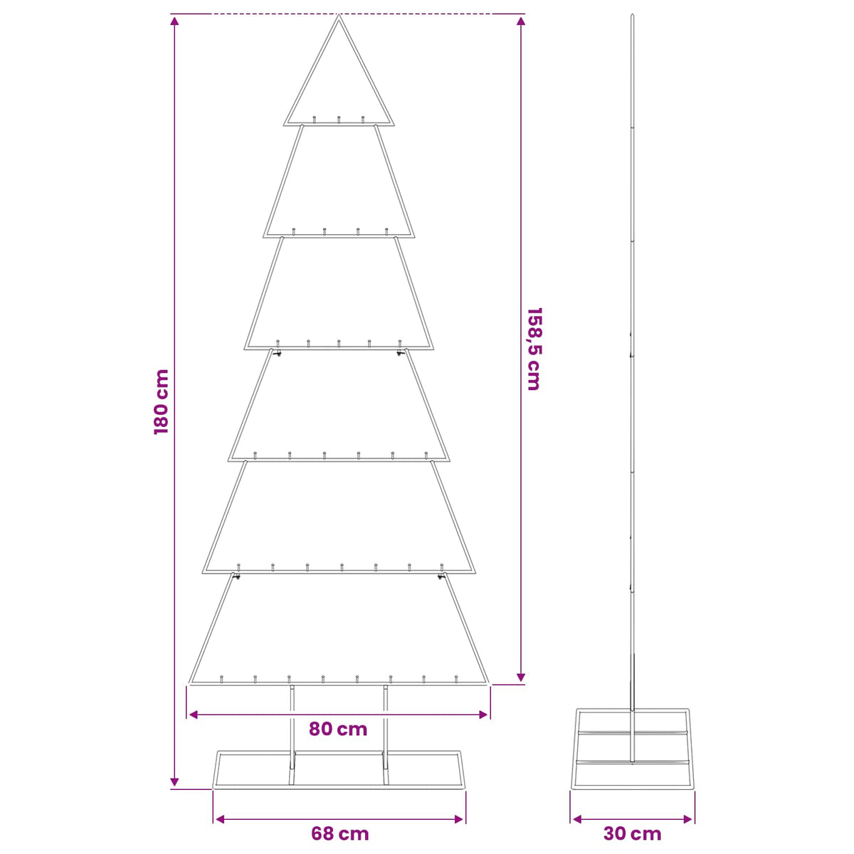 Metal Christmas Tree for Decoration Black 180 cm