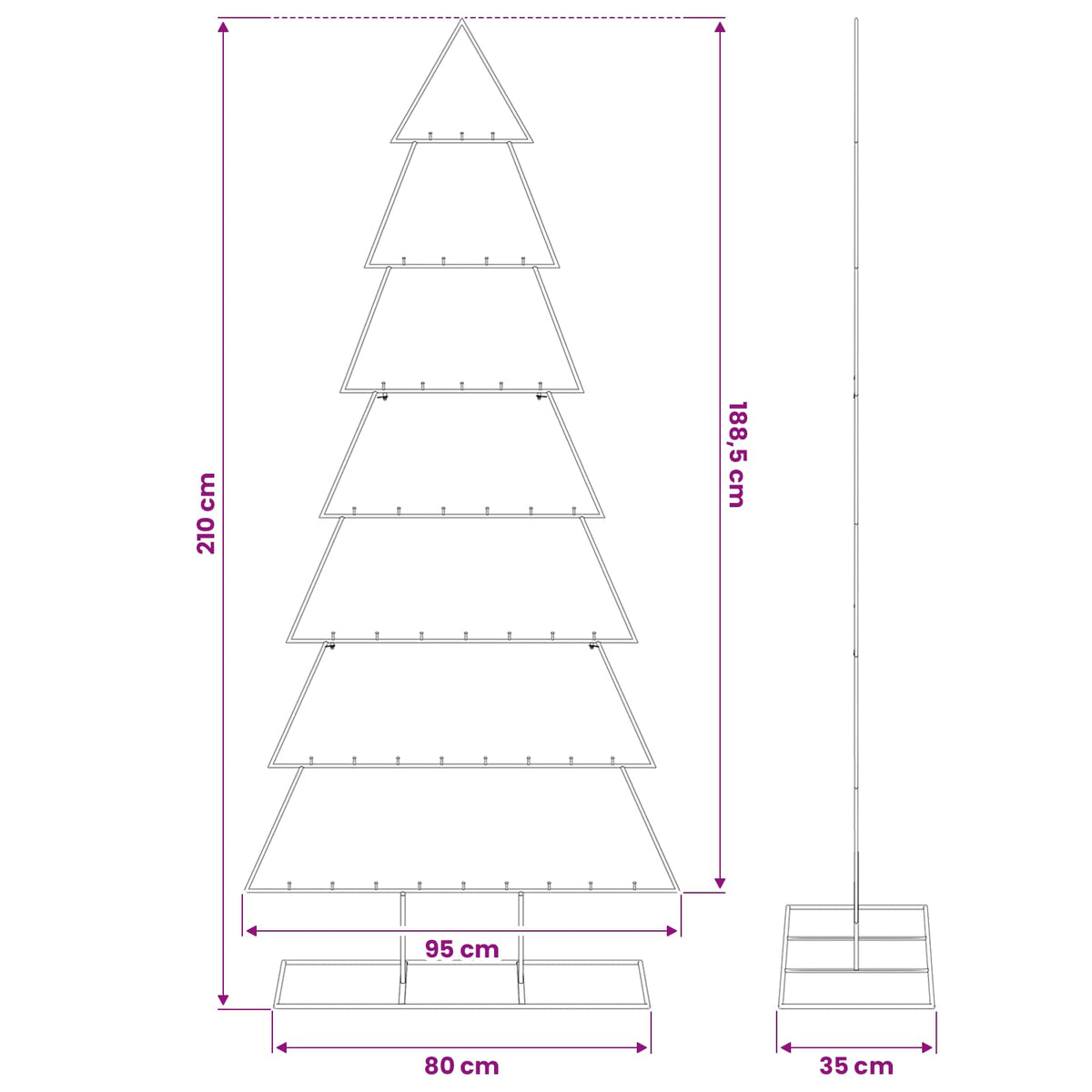 Metal Christmas Tree for Decoration Black 210 cm