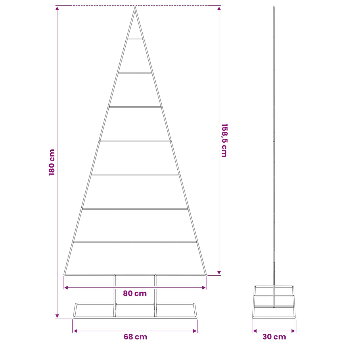 Metal Christmas Tree for Decoration Black 180 cm