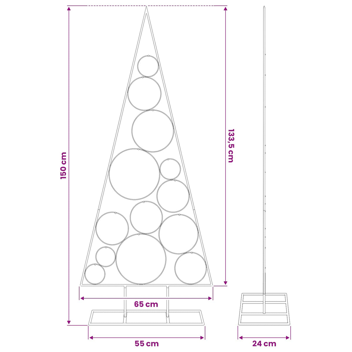 Metal Christmas Tree for Decoration Black 150 cm