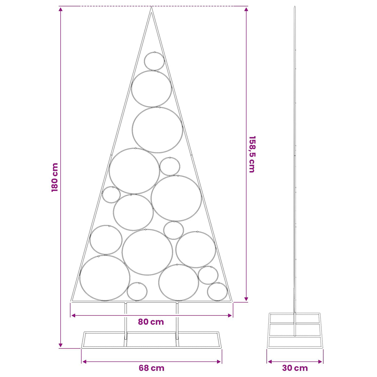 Metal Christmas Tree for Decoration Black 180 cm